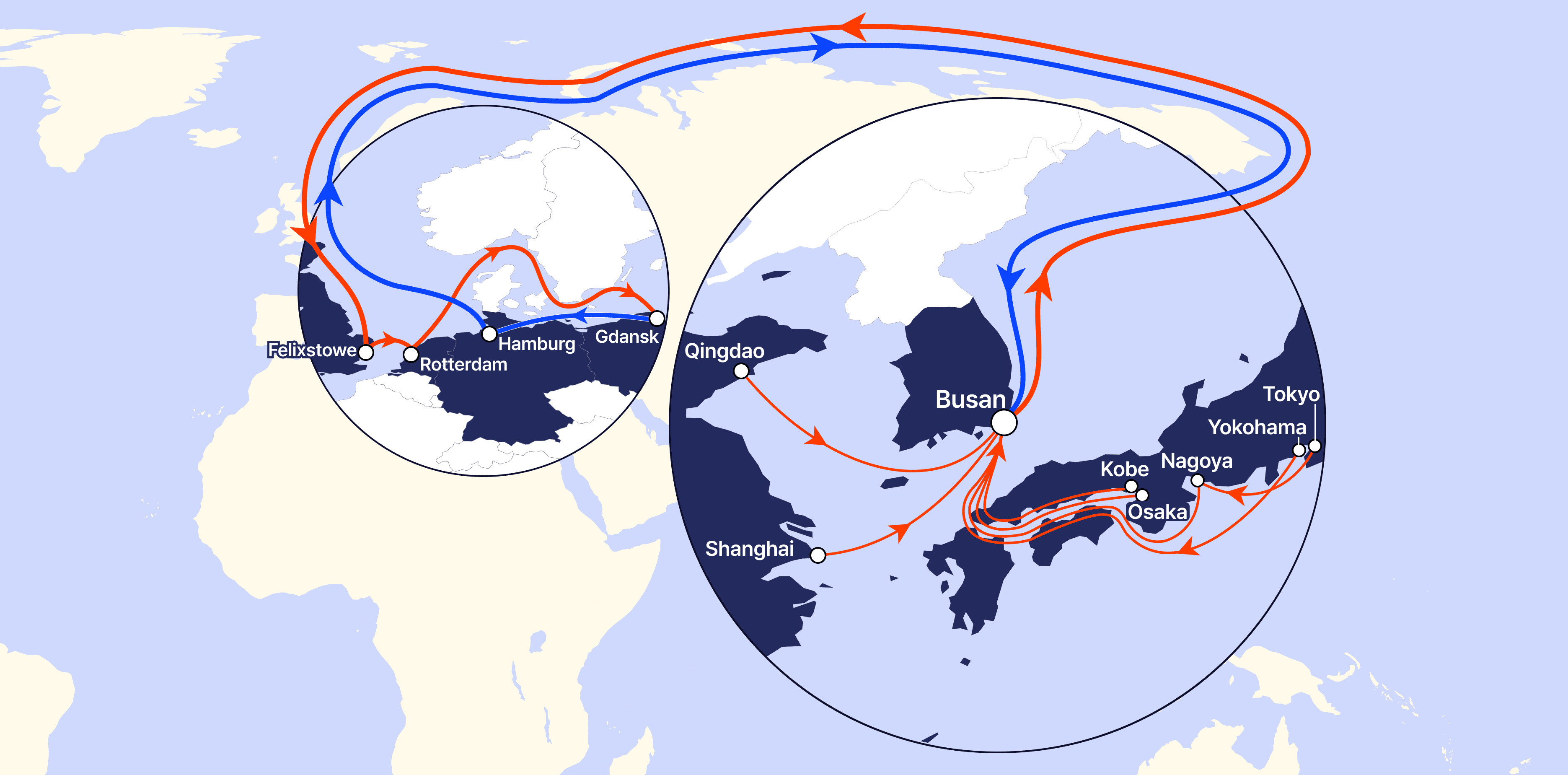 Entire service route map